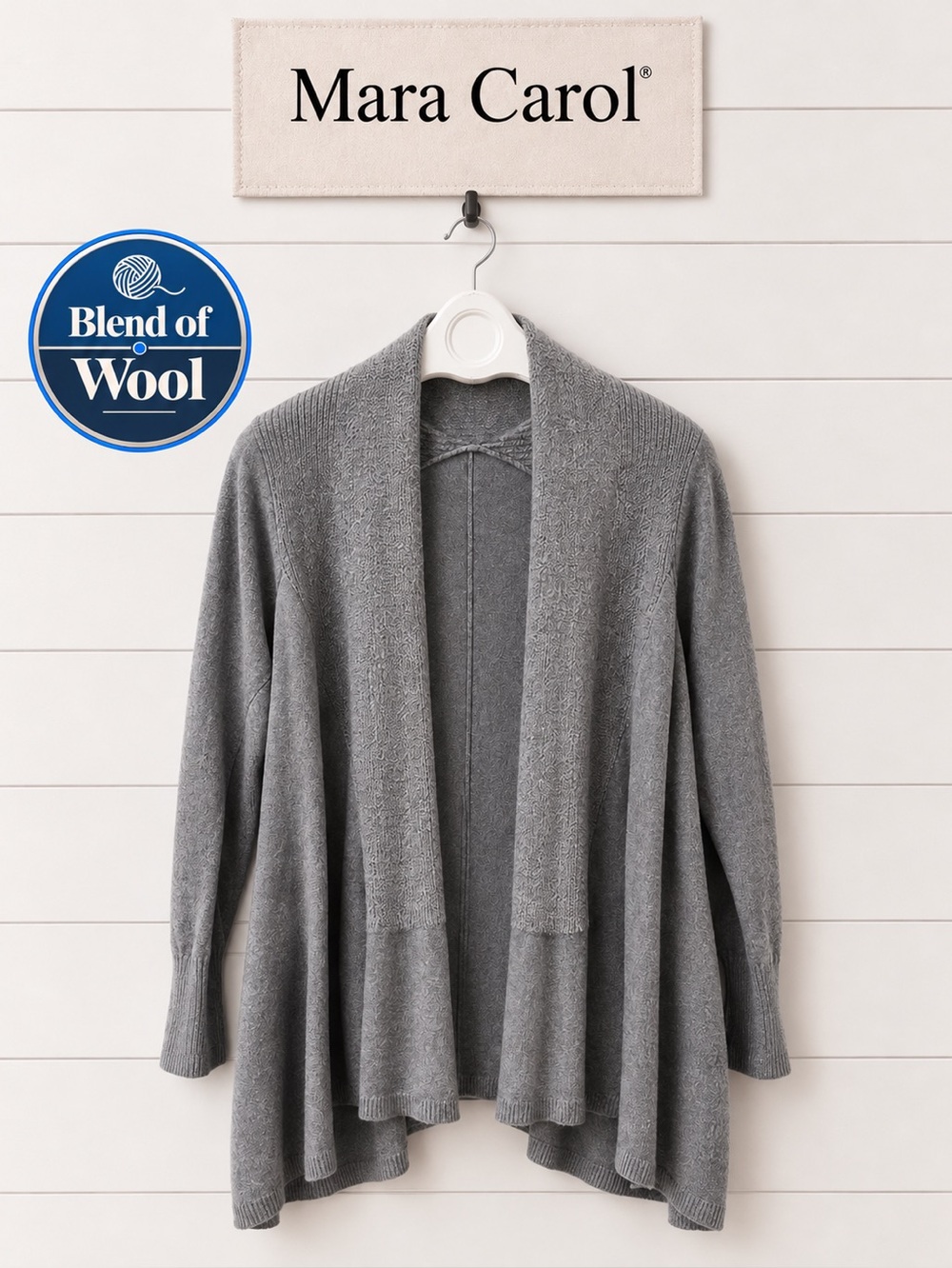MARA CAROL – Grey knit open cardigan – Size M